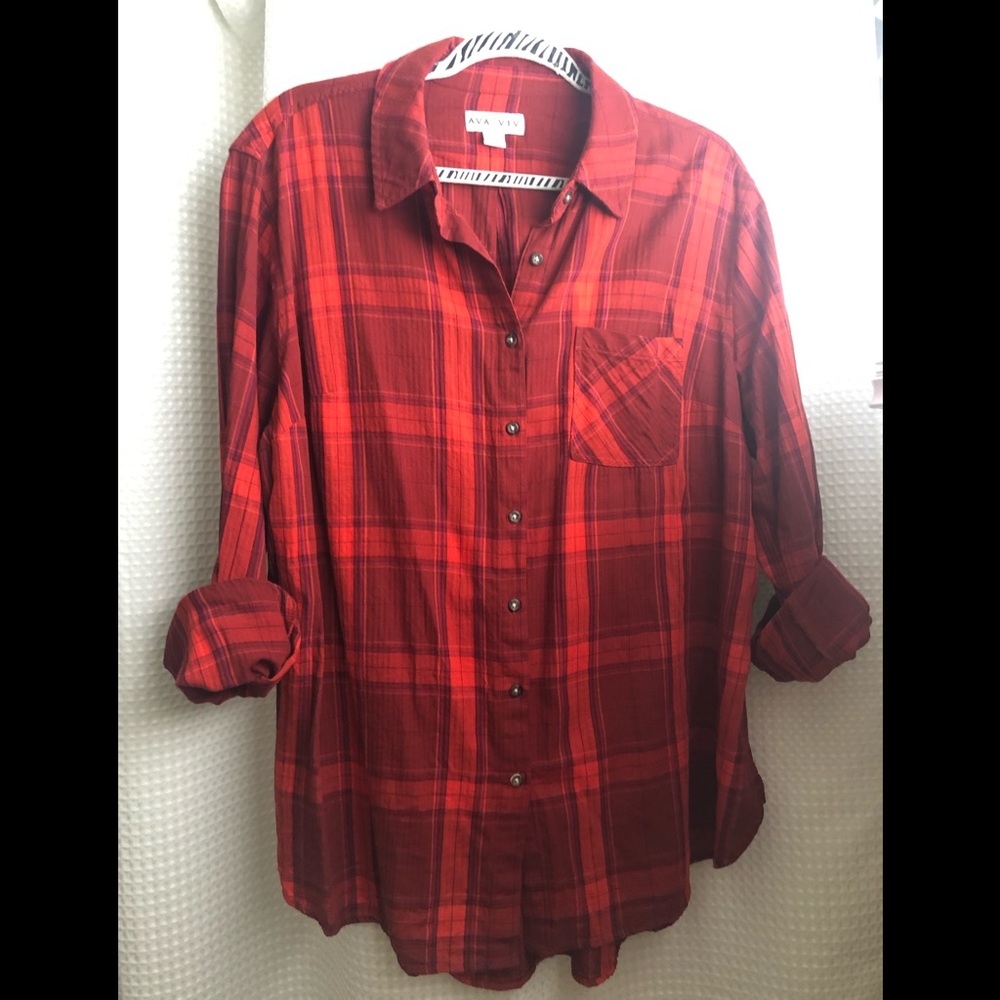 SOLD Ava and Viv plaid shirt